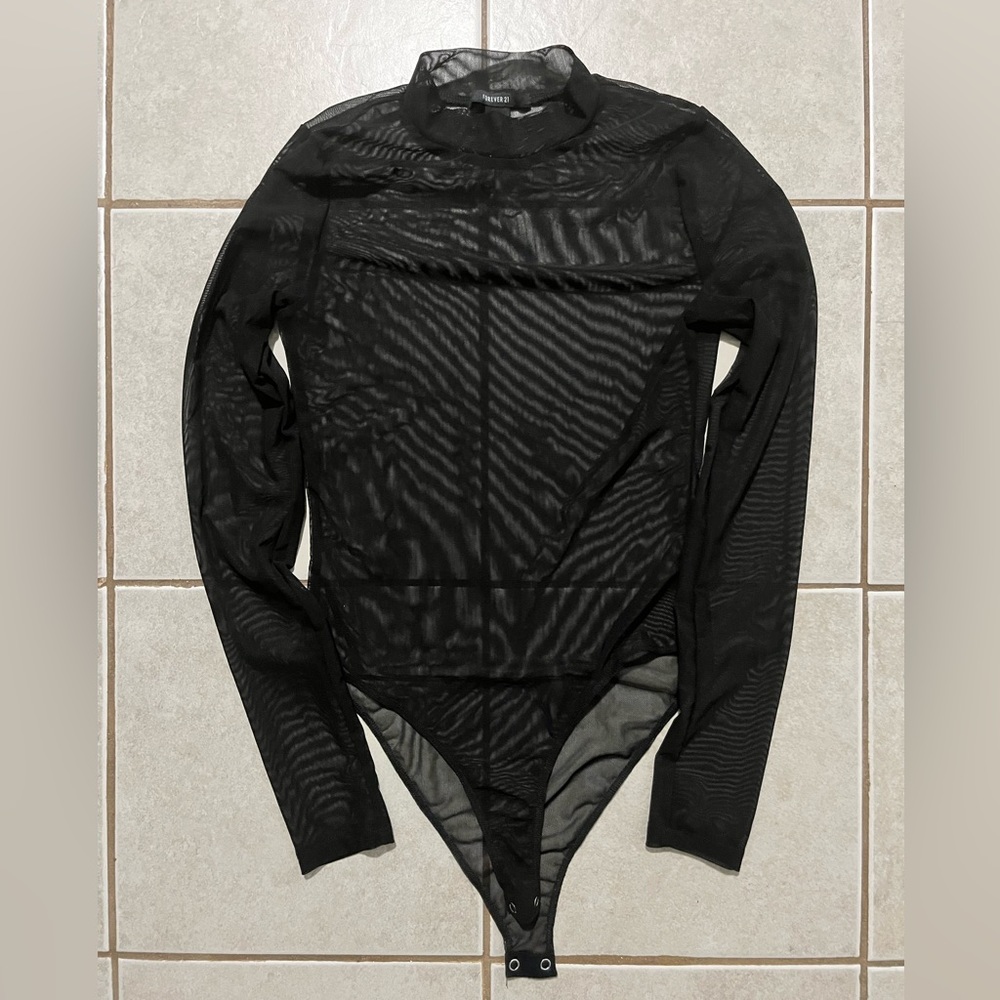 Mesh long-sleeve bodysuit